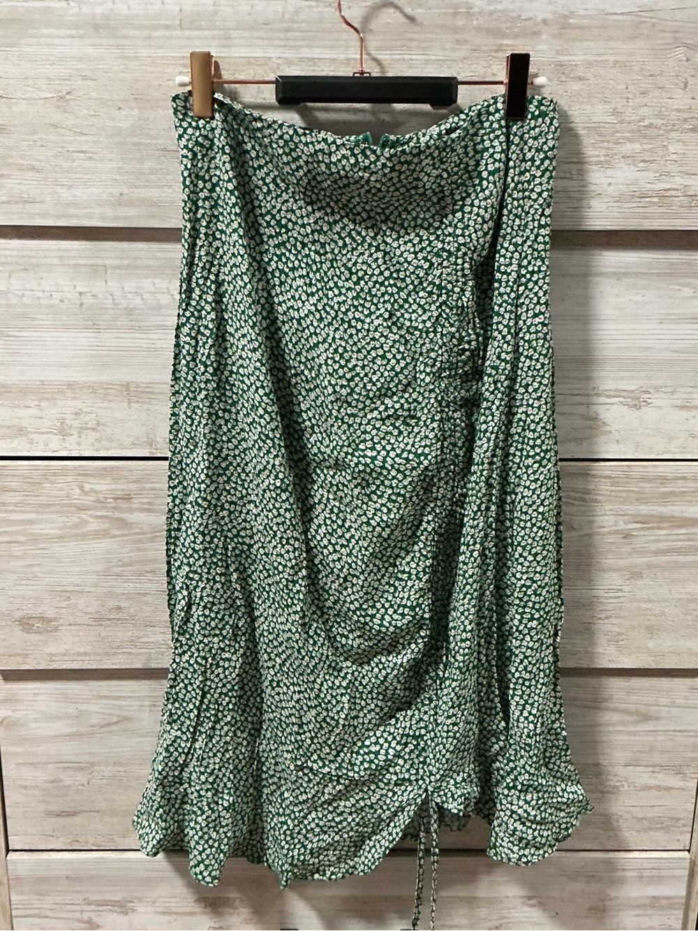 Green Ditsy-Print A-Line Midi Skirt